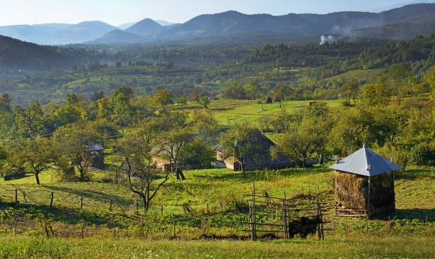 Maramures - Typical countryside near the village Poienile Izei. Poienile Izei is a commune in Maramures County, Romania